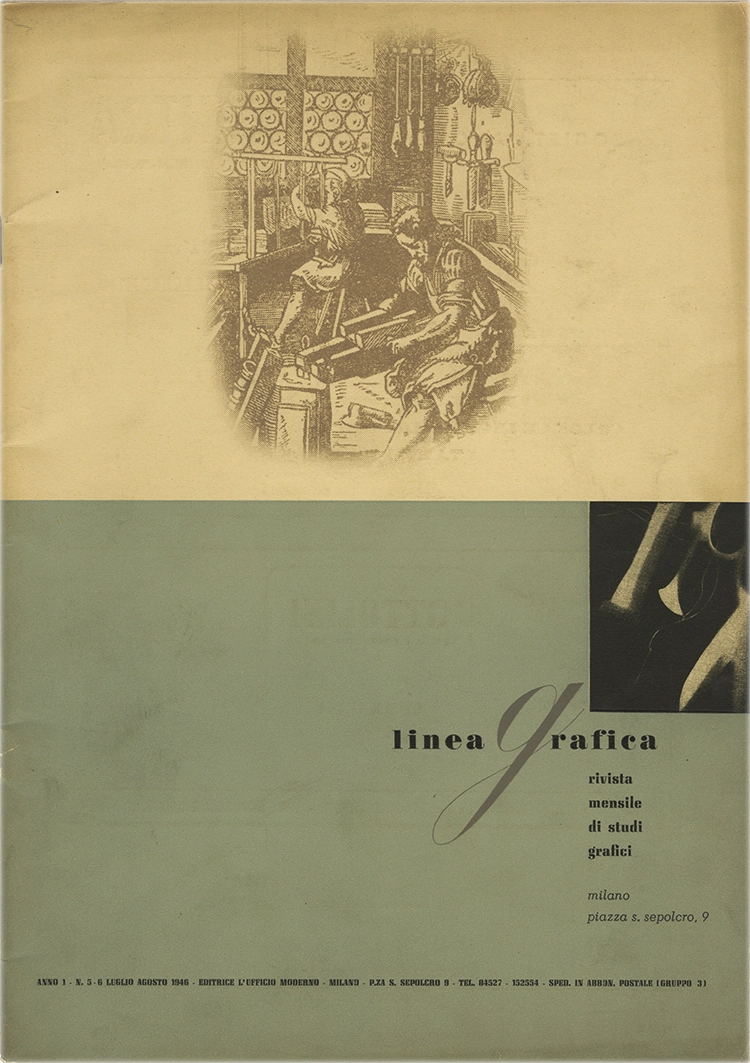Linea Grafica n.5/6 – Luglio/Agosto 1946, Rivista di studi grafici, organo del centro di studi grafici, Editrice L'Ufficio Moderno.