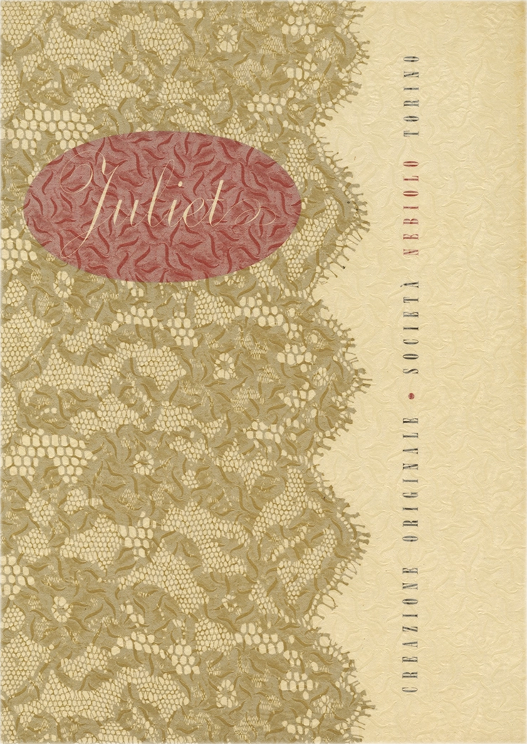 Specimen Juliet, carattere scritto, di Aldo Novarese per Nebiolo, pubblicato nel 1955.