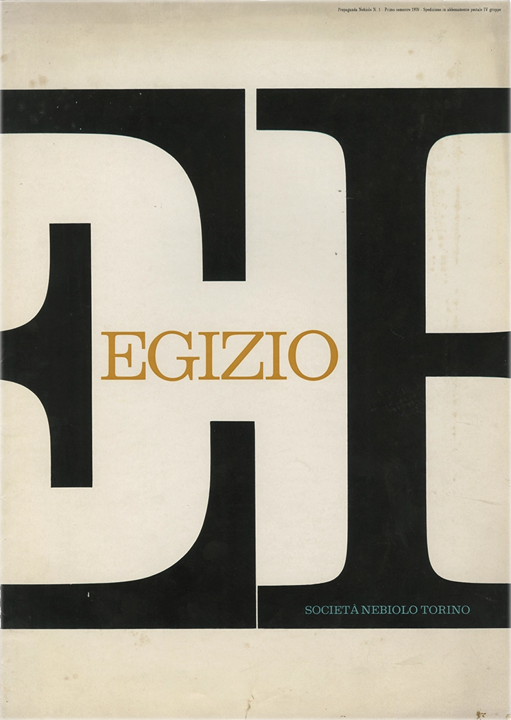 Specimen Egizio, carattere serif egiziano, di Aldo Novarese per Nebiolo, pubblicato nel 1970.