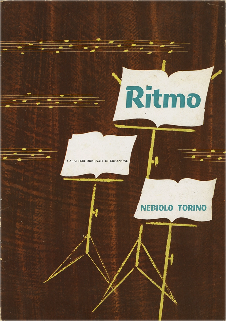 Specimen Ritmo, carattere fantasie, di Aldo Novarese per Nebiolo, pubblicato nel 1955.