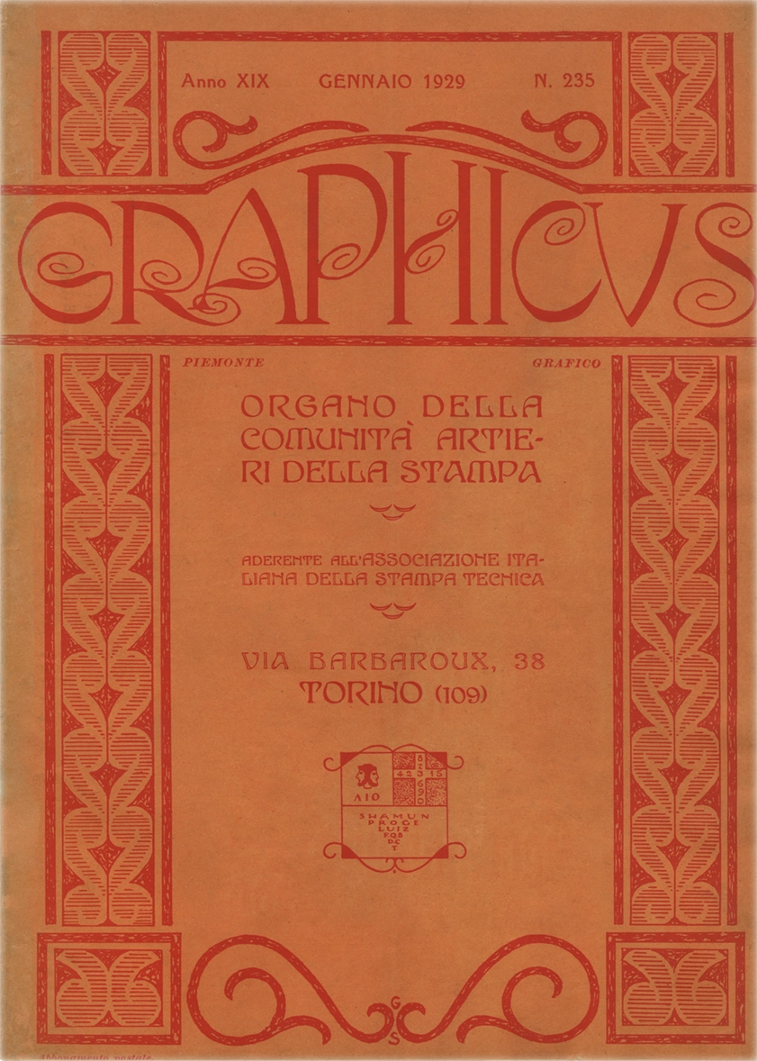 Graphicus – N.1 (1929), Rivista mensile delle arti del libro, Off. Poligrafica Editrice Subalpina O.P.E.S. Rivista italiana storica, fondata nel 1911 con il nome 
