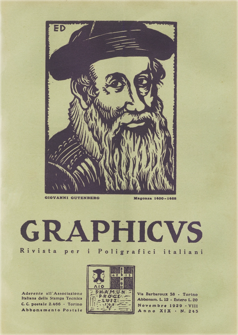 Graphicus – Novembre 1929, Rivista mensile delle arti del libro, Off. Poligrafica Editrice Subalpina O.P.E.S. Rivista italiana storica, fondata nel 1911 con il nome 