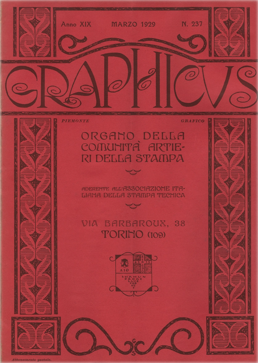 Graphicus – N.3 (1929), Rivista mensile delle arti del libro, Off. Poligrafica Editrice Subalpina O.P.E.S. Rivista italiana storica, fondata nel 1911 con il nome 