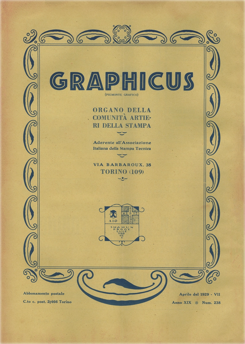 Graphicus – N.4 (1929), Rivista mensile delle arti del libro, Off. Poligrafica Editrice Subalpina O.P.E.S. Rivista italiana storica, fondata nel 1911 con il nome 