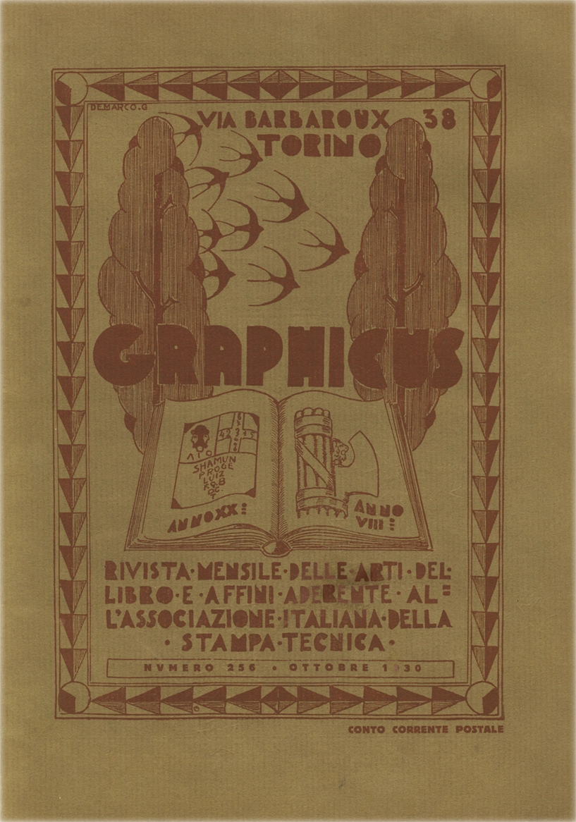 Graphicus – Ottobre 1930, Rivista mensile delle arti del libro, Off. Poligrafica Editrice Subalpina O.P.E.S. Rivista italiana storica, fondata nel 1911 con il nome 