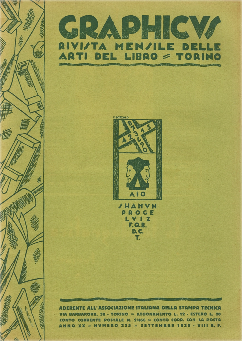 Graphicus – Ottobre 1930, Rivista mensile delle arti del libro, Off. Poligrafica Editrice Subalpina O.P.E.S. Rivista italiana storica, fondata nel 1911 con il nome 