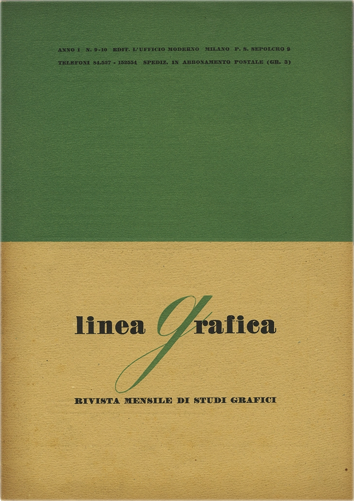 Linea Grafica n.9/10 – 1946, Rivista di studi grafici, organo del centro di studi grafici, Editrice L'Ufficio Moderno.