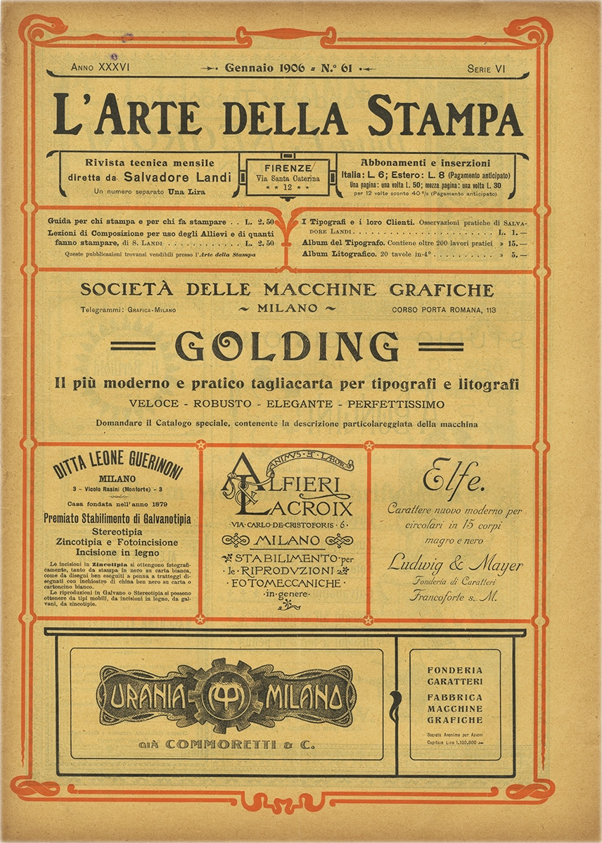 Rivista tecnica mensile di tipografia, litografia, xilografia, Salvadore Landi