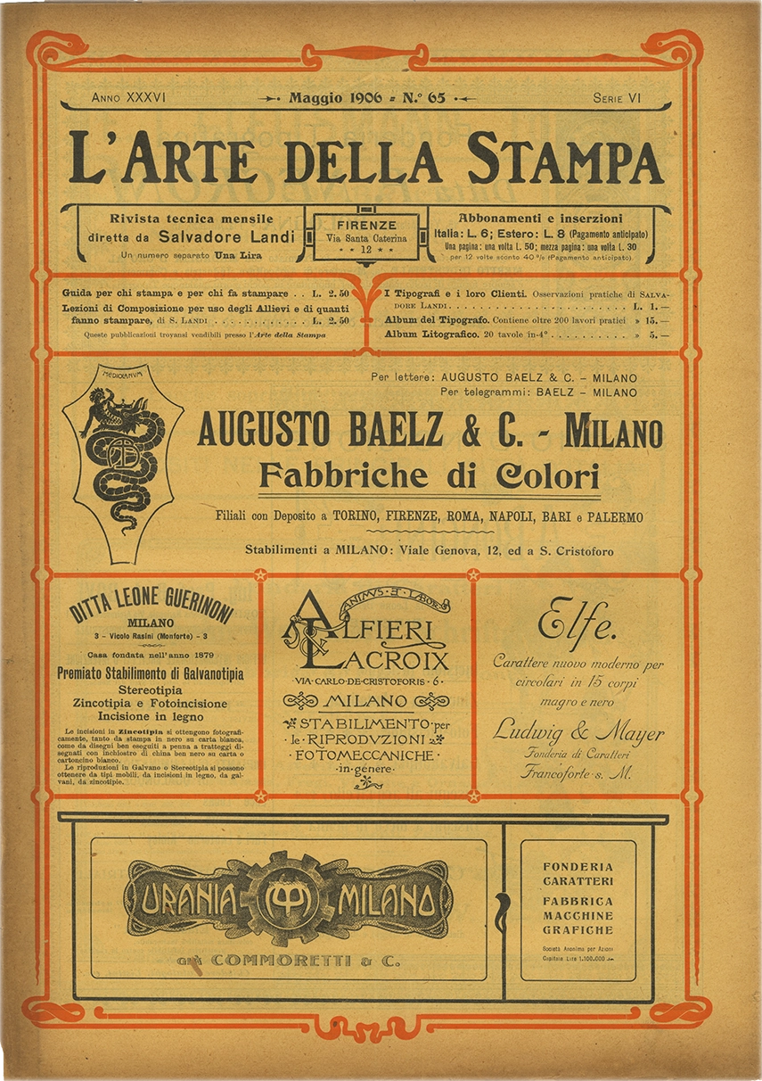 Rivista tecnica mensile di tipografia, litografia, xilografia, Salvadore Landi