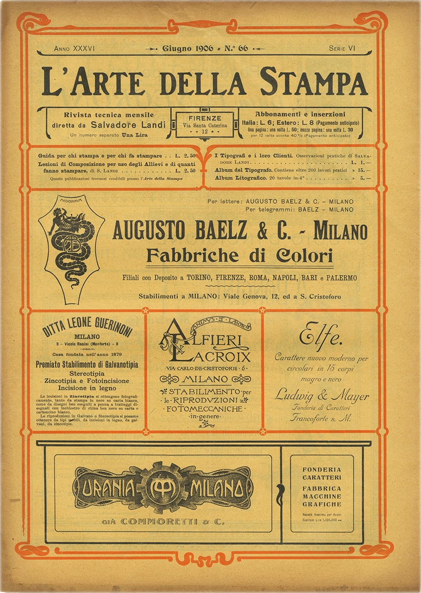 Rivista tecnica mensile di tipografia, litografia, xilografia, Salvadore Landi