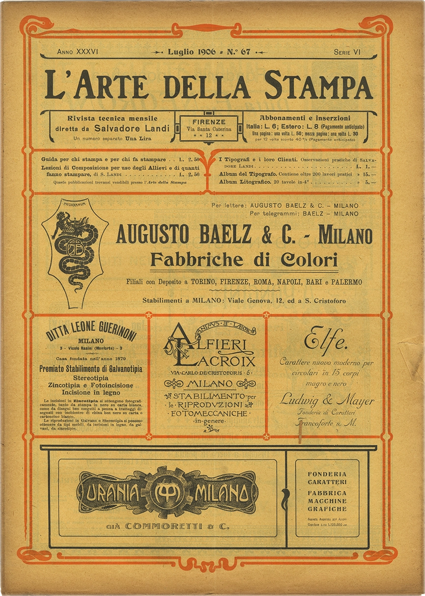 Rivista tecnica mensile di tipografia, litografia, xilografia, Salvadore Landi