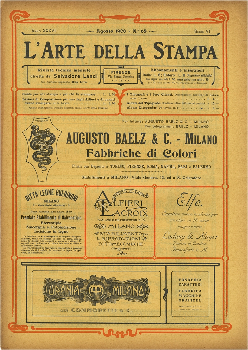 Rivista tecnica mensile di tipografia, litografia, xilografia, Salvadore Landi