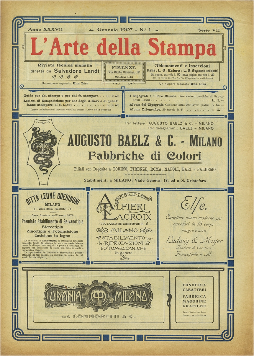 Rivista tecnica mensile di tipografia, litografia, xilografia, Salvadore Landi
