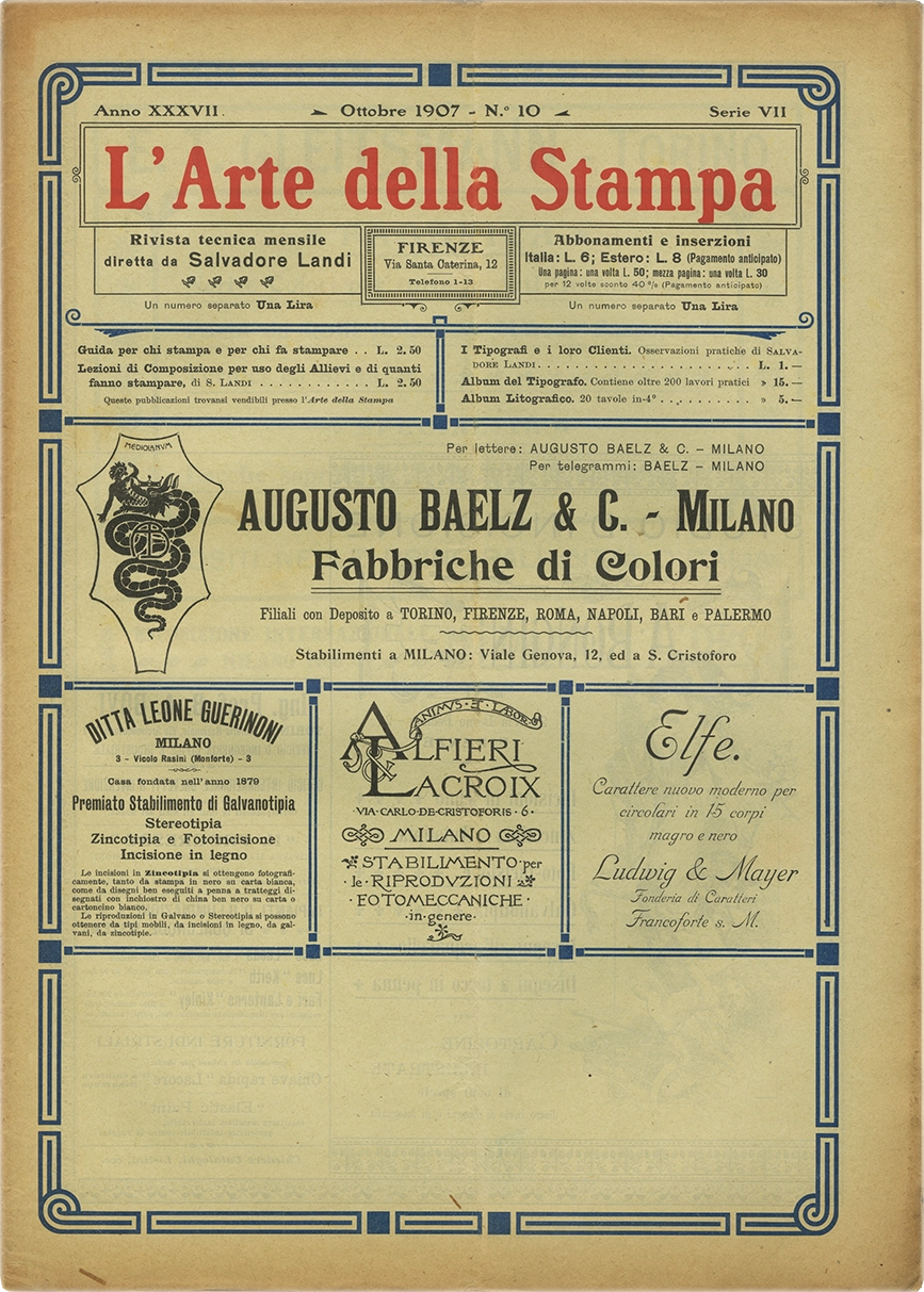 Rivista tecnica mensile di tipografia, litografia, xilografia, Salvadore Landi