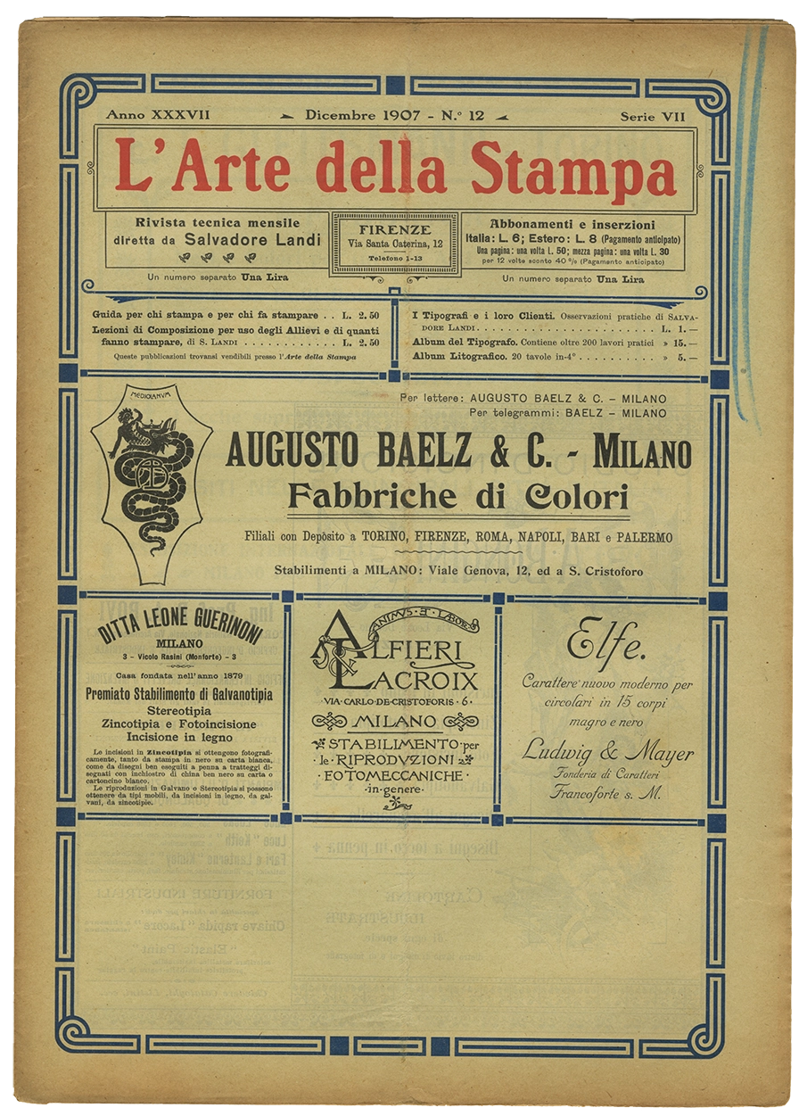Rivista tecnica mensile di tipografia, litografia, xilografia, Salvadore Landi