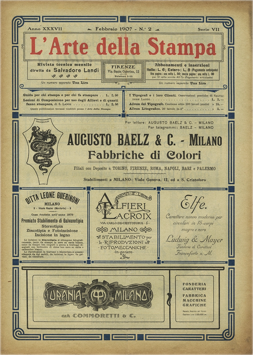 Rivista tecnica mensile di tipografia, litografia, xilografia, Salvadore Landi