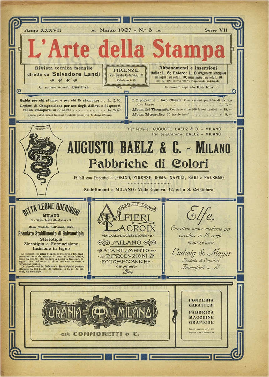 Rivista tecnica mensile di tipografia, litografia, xilografia, Salvadore Landi