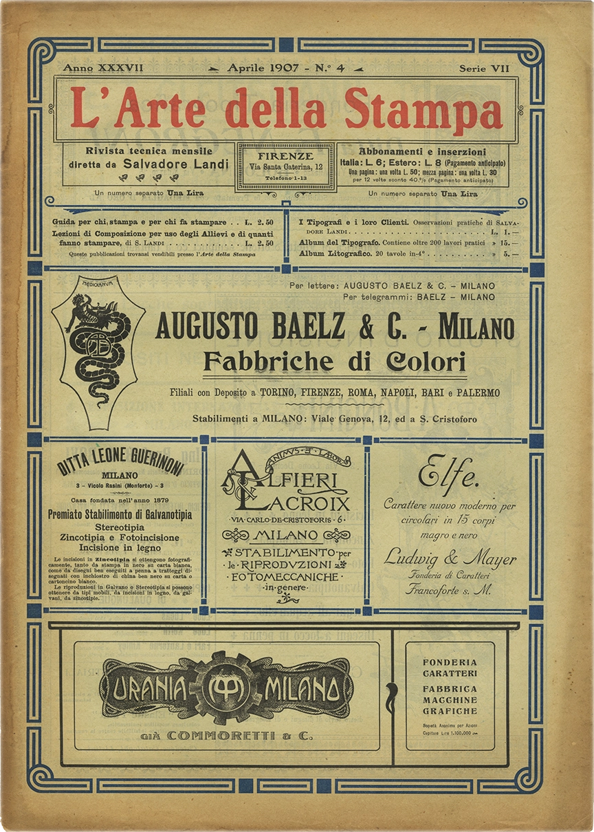 Rivista tecnica mensile di tipografia, litografia, xilografia, Salvadore Landi