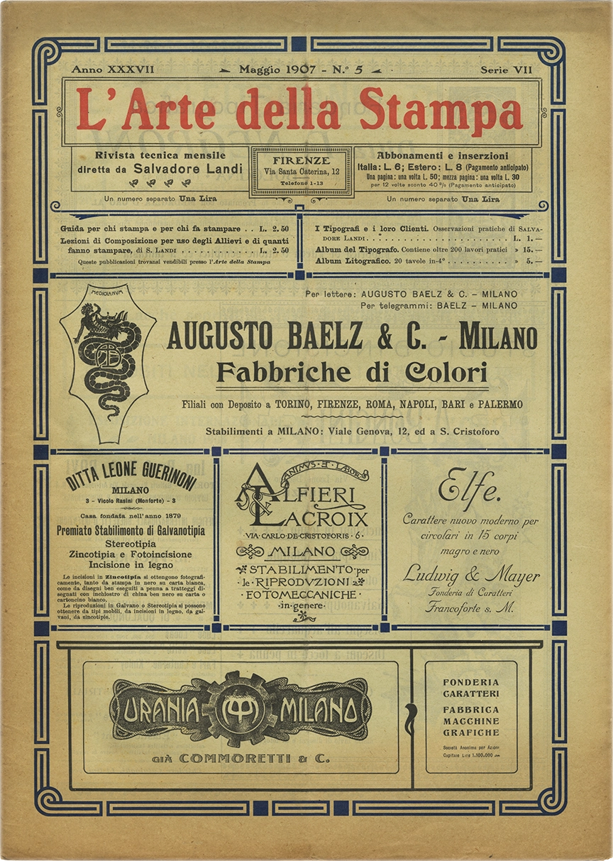 Rivista tecnica mensile di tipografia, litografia, xilografia, Salvadore Landi