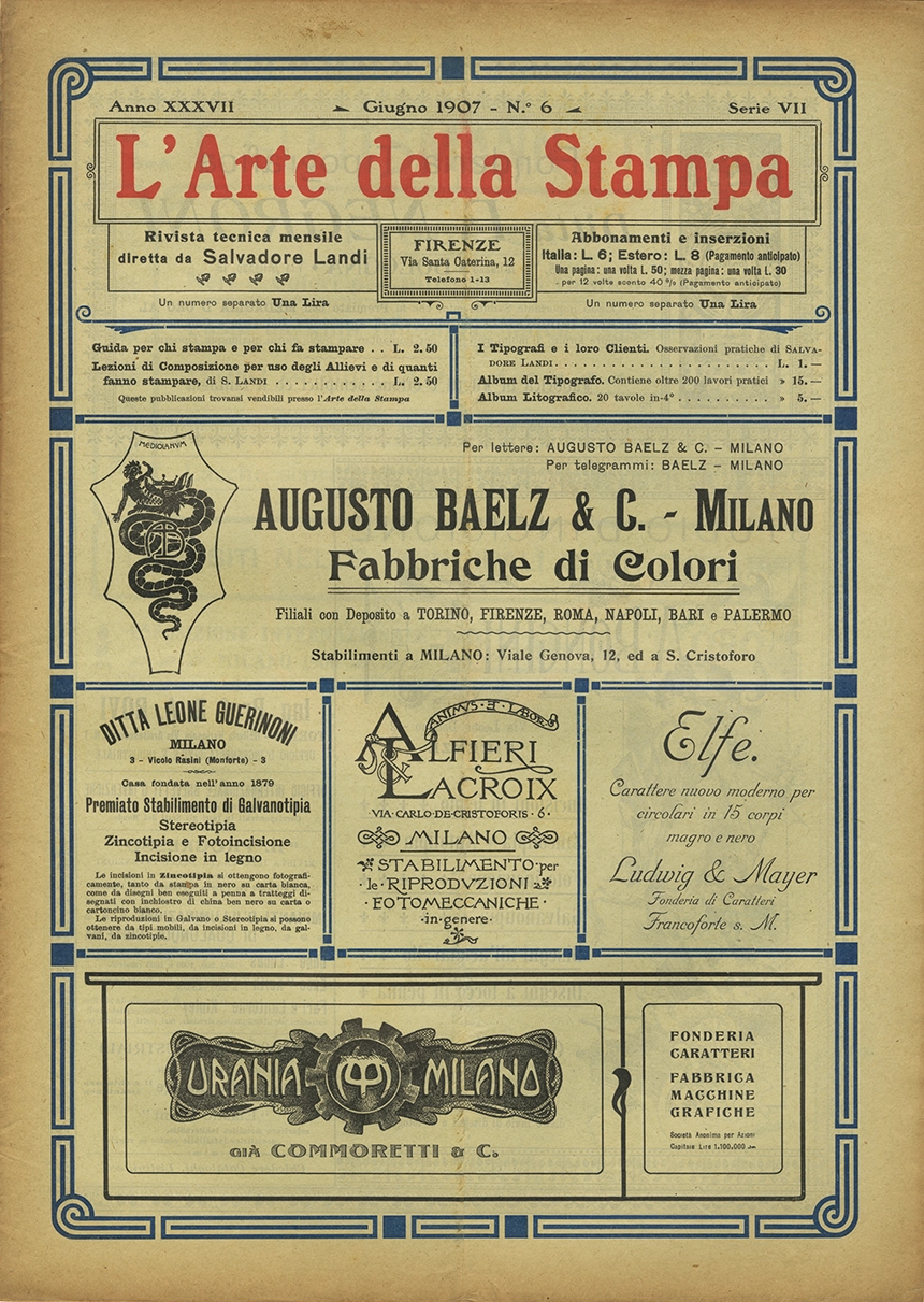 Rivista tecnica mensile di tipografia, litografia, xilografia, Salvadore Landi