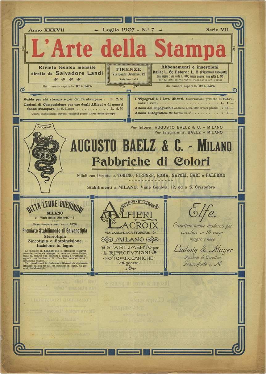 Rivista tecnica mensile di tipografia, litografia, xilografia, Salvadore Landi