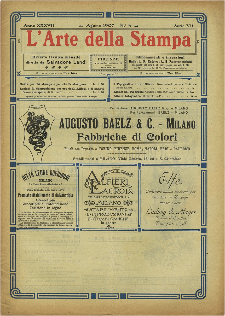Rivista tecnica mensile di tipografia, litografia, xilografia, Salvadore Landi