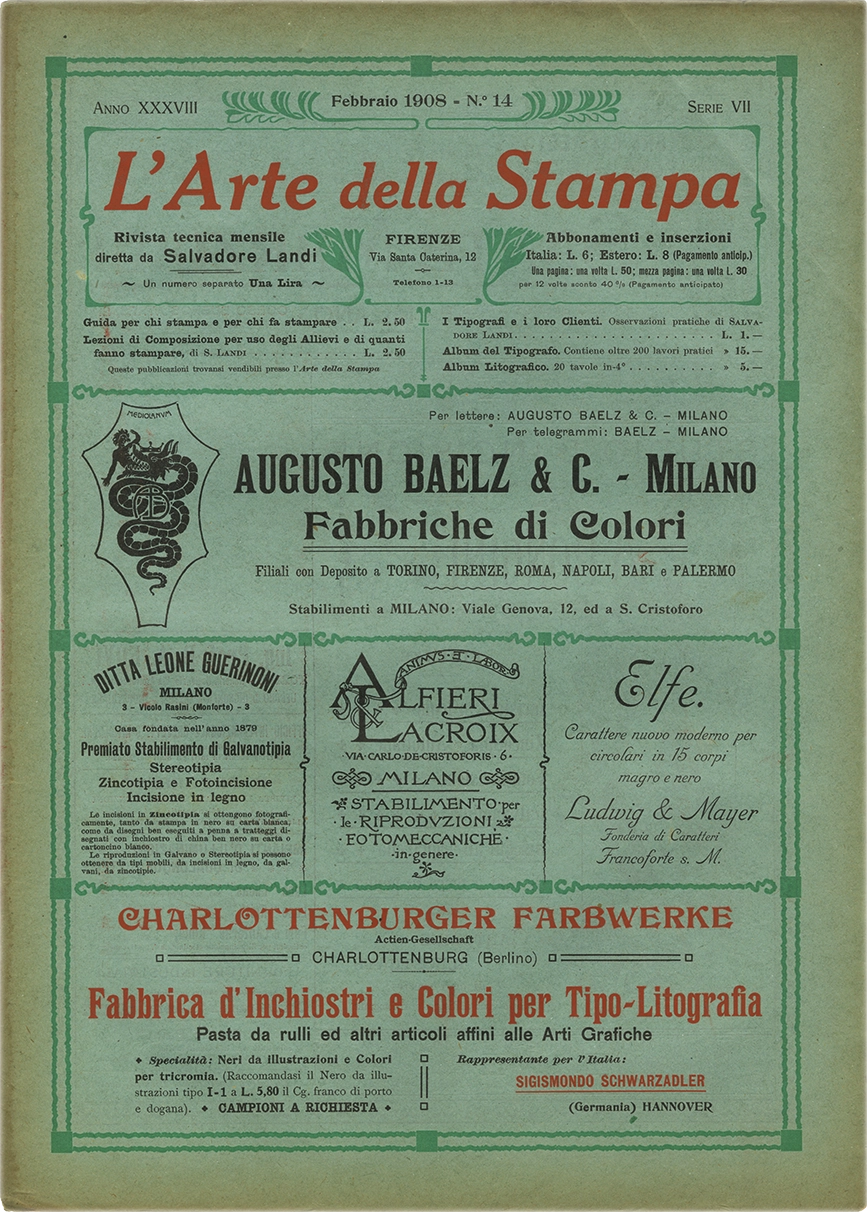 Rivista tecnica mensile di tipografia, litografia, xilografia, Salvadore Landi