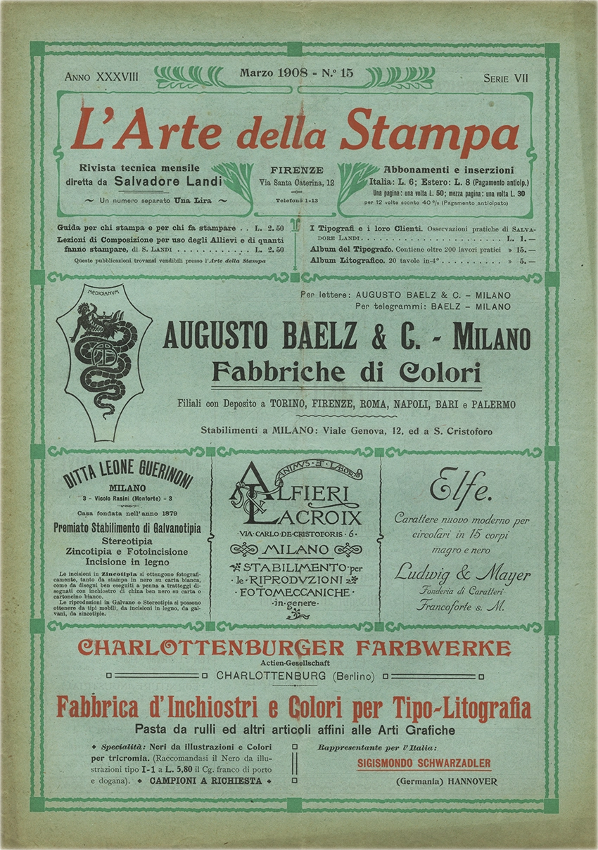 Rivista tecnica mensile di tipografia, litografia, xilografia, Salvadore Landi