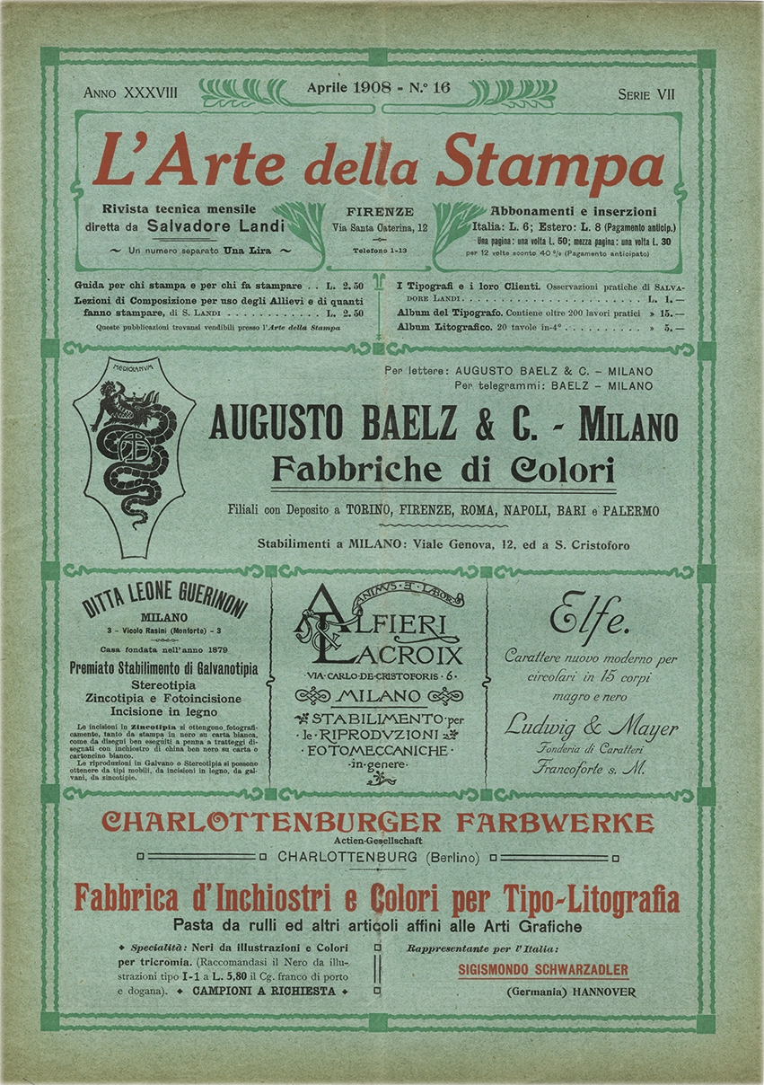 Rivista tecnica mensile di tipografia, litografia, xilografia, Salvadore Landi