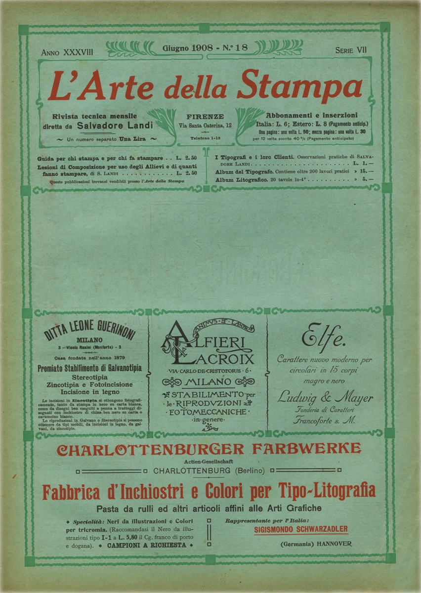 Rivista tecnica mensile di tipografia, litografia, xilografia, Salvadore Landi