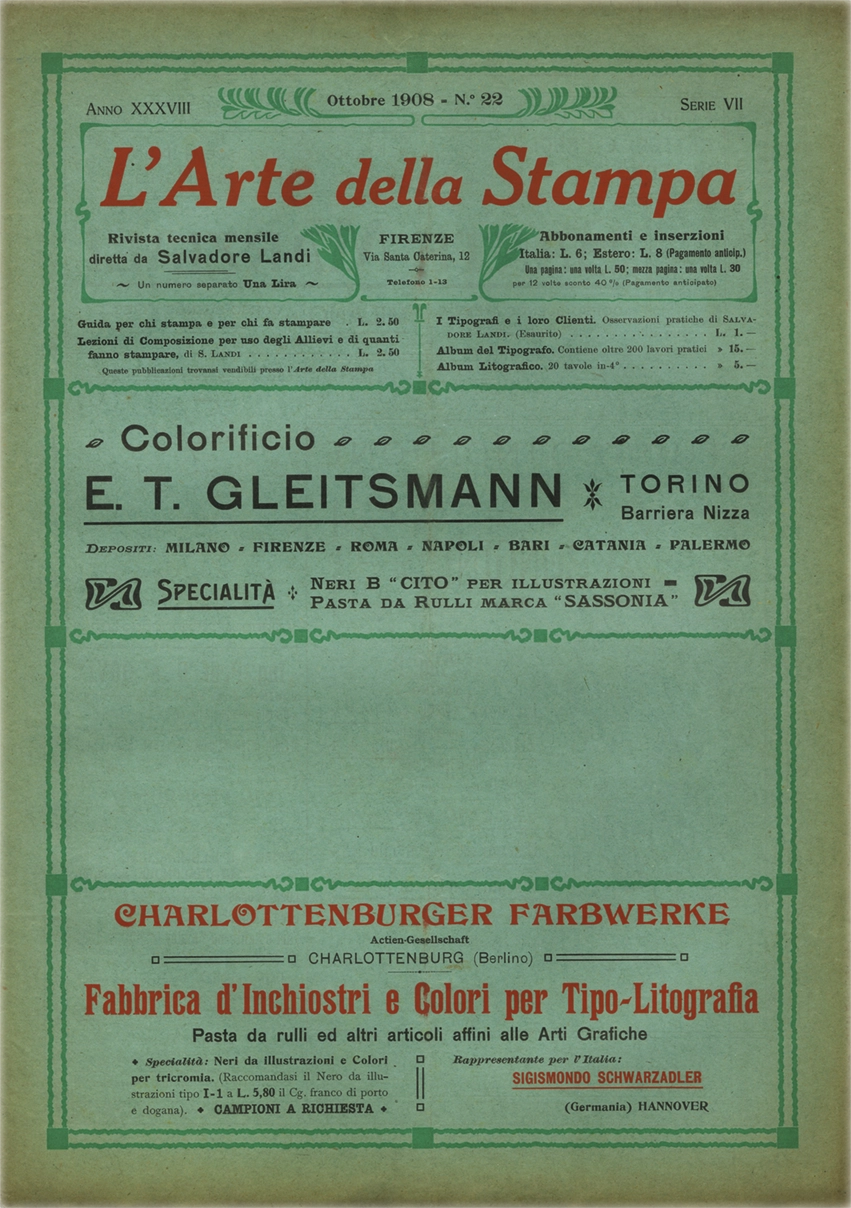 Rivista tecnica mensile di tipografia, litografia, xilografia, Salvadore Landi