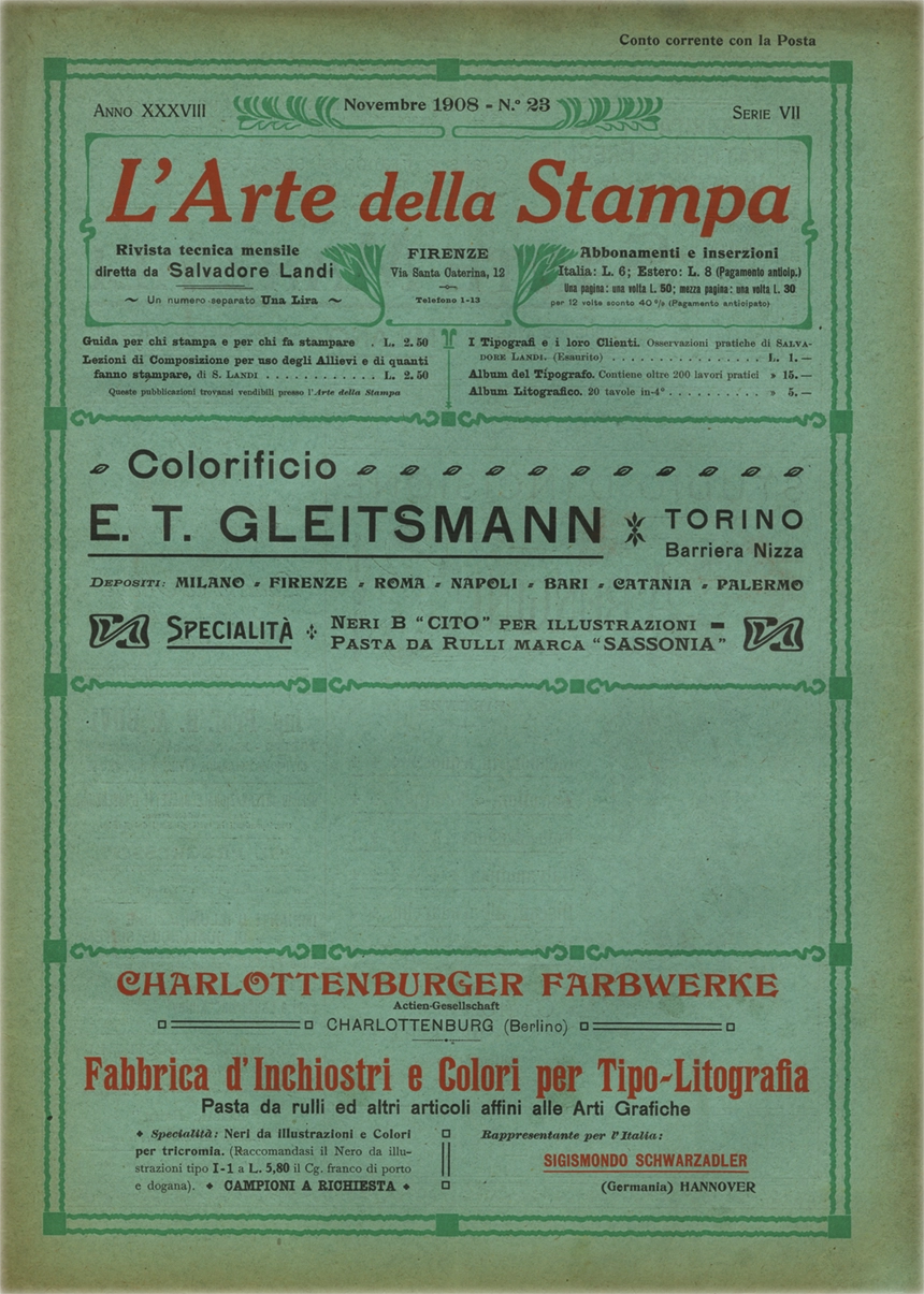 Rivista tecnica mensile di tipografia, litografia, xilografia, Salvadore Landi