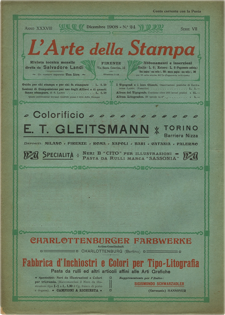 Rivista tecnica mensile di tipografia, litografia, xilografia, Salvadore Landi