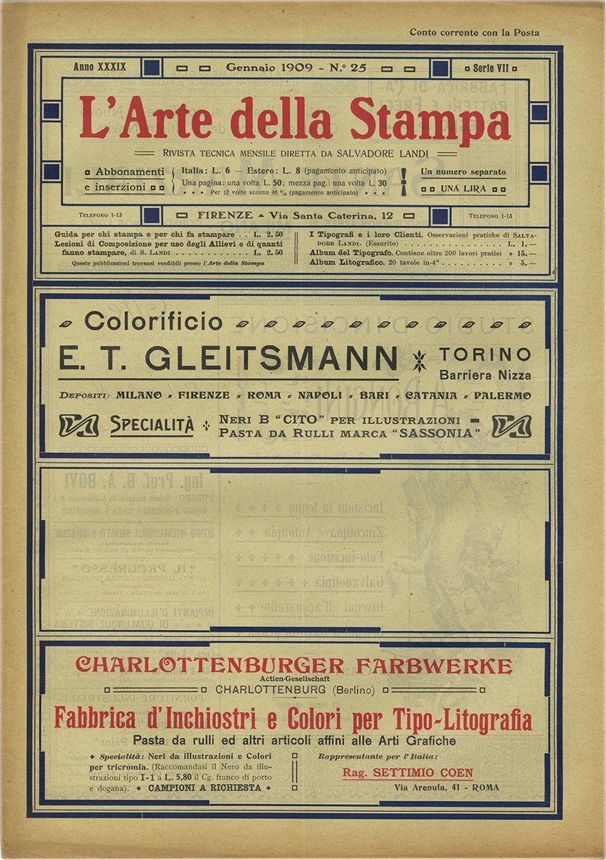 Rivista tecnica mensile di tipografia, litografia, xilografia, Salvadore Landi