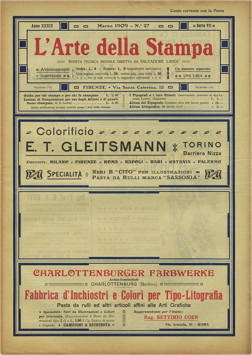 Rivista tecnica mensile di tipografia, litografia, xilografia, Salvadore Landi