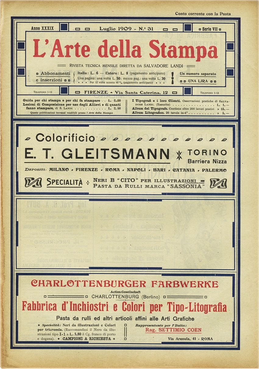 Rivista tecnica mensile di tipografia, litografia, xilografia, Salvadore Landi