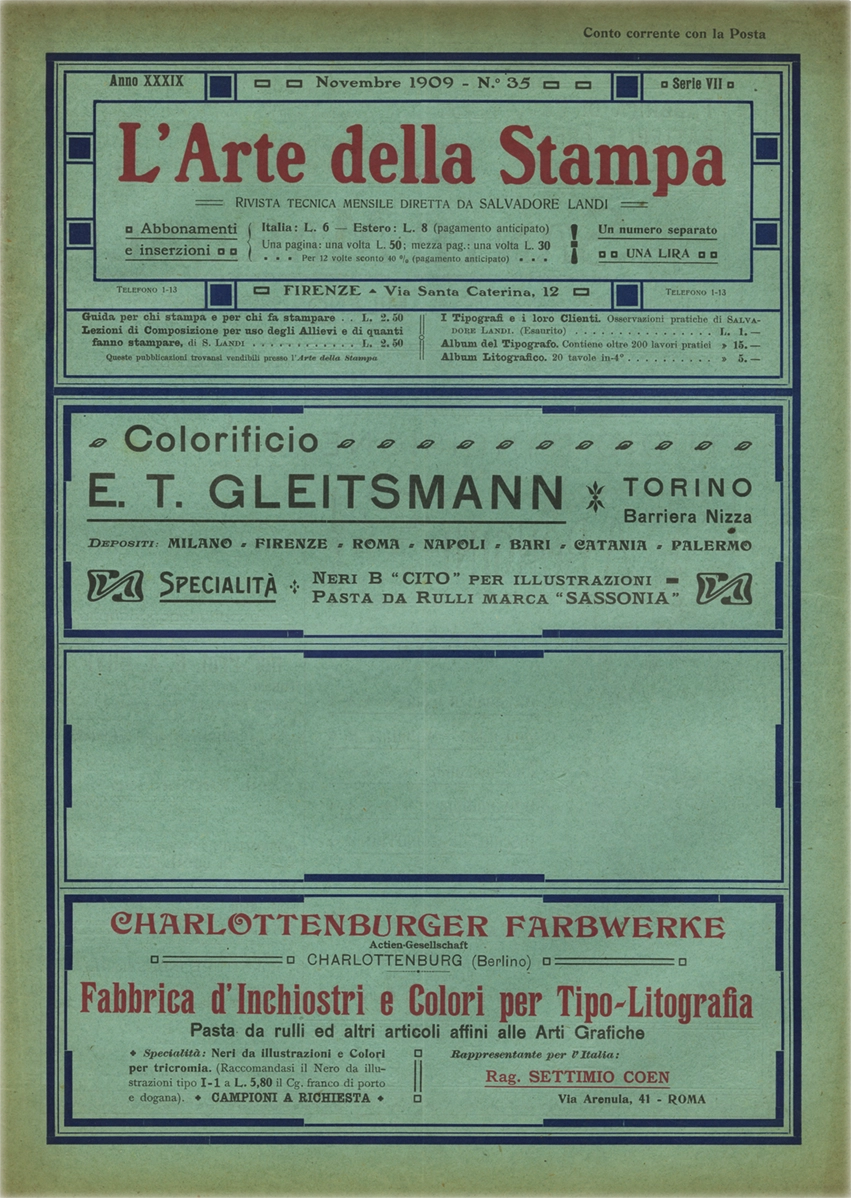 Rivista tecnica mensile di tipografia, litografia, xilografia, Salvadore Landi