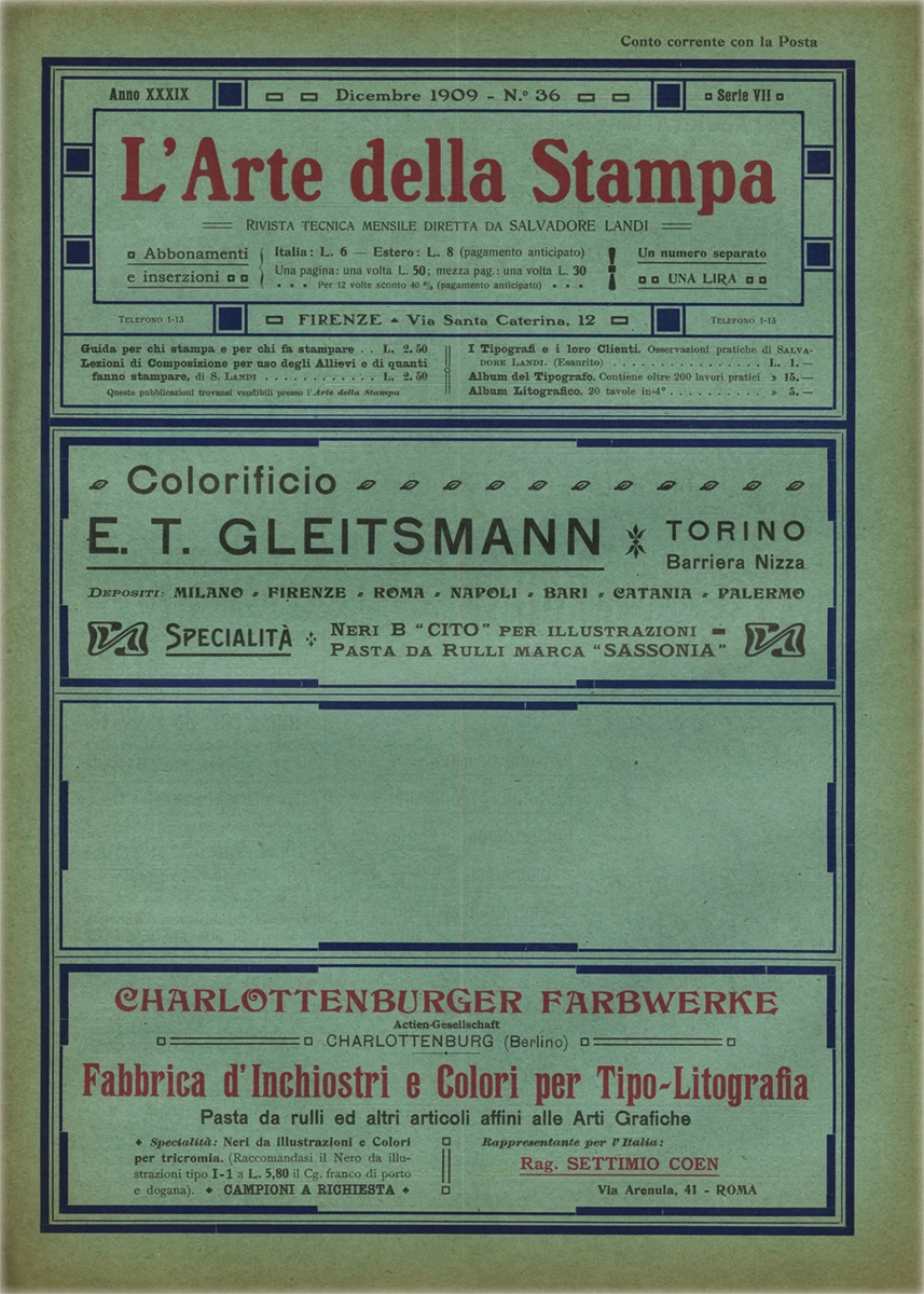 Rivista tecnica mensile di tipografia, litografia, xilografia, Salvadore Landi