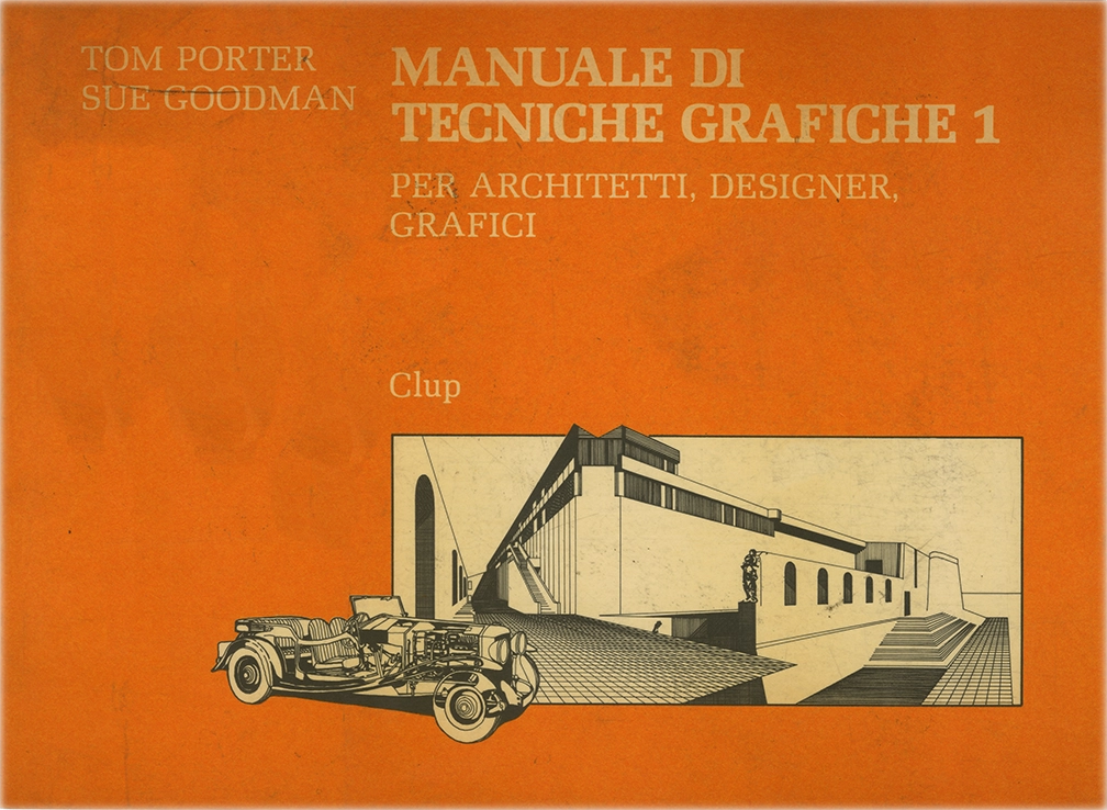 Manuale di tecniche grafiche 1, Per architetti, designer, grafici, Tom Porter, Sue Goodman, Gabriella Villa (traduttrice), 1987, Arti Grafiche Leva A&G, Sesto San Giovanni, Questo manuale, basato su esperienze didattiche condotte sia negli Stati Uniti che in Gran Bretagna, è destinato a chiunque intenda dotarsi di un bagaglio di conoscenze su metodi e accorgimenti con i quali superare i problemi grafici ed eseguire i disegni più sofisticati. Partendo dall'illustrazione degli elementi fondamentali dell'immagine e delle tecniche necessarie per organizzarli in sistemi coerenti, si sofferma soprattutto sui diversi modi di rappresentazione, con particolare attenzione alla prospettiva; stimola all'uso di tecniche grafiche sperimentali e tratta dell'impiego combinato del disegno e della fotografia. Insiste molto giustamente sulla necessità di comprensione dei meccanismi della percezione visiva, e sull'attenzione nella scelta dello strumento grafico più adatto in relazione ai fini. L'approccio antiaccademico, per scelta di argomenti e modo di esposizione, rende il manuale estremamente accessibile e versatile, diverso dalla manualistica per addetti ai lavori, e nel contempo rigoroso e attento a ogni esigenza del lettore.